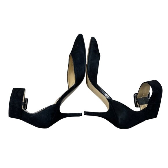 Audrey Brooke Hylda Black Size 6 Suede Pump Heel Ankle Buckle Strap - Picture 5 of 11